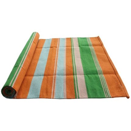 Green stripe Cotton Yoga Rug