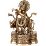 Fluting Krishna with His Cow